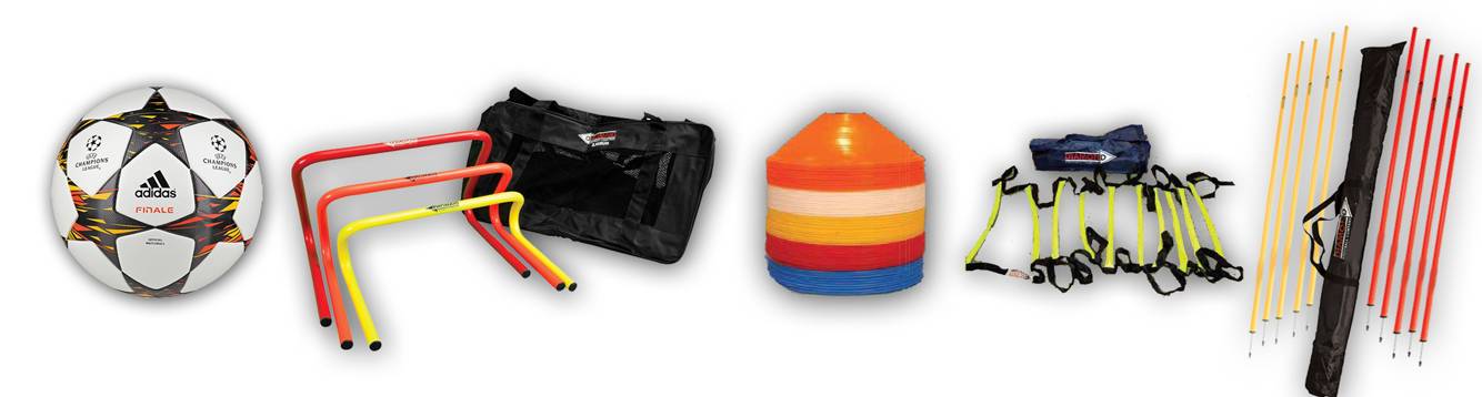 20 palloni da calcio e materiale per l'allenamento